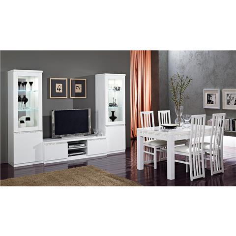 Roma White Highgloss Dining Tabe & 6 Chairs
