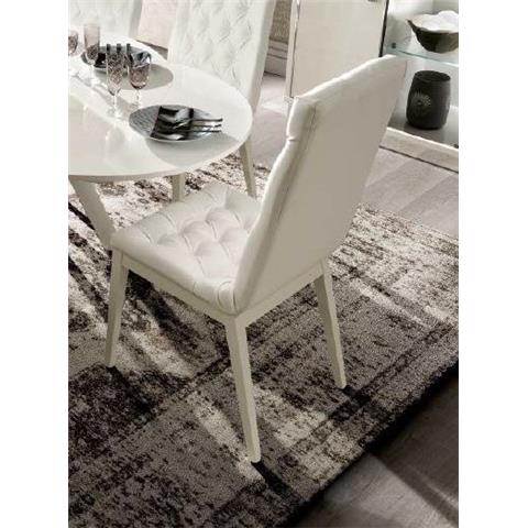 Camel Roma Day White Eco Leather Time Upholstered Italian Capitonne Dining Chair