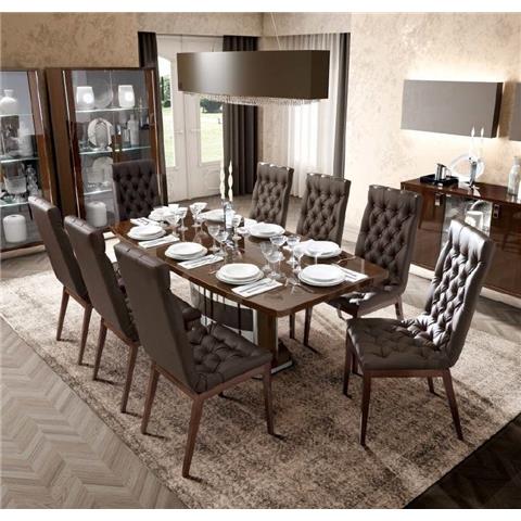 Camel Roma Day Walnut Italian Butterfly Extending Dining Table and 6 Capitonne Ecoleather Chairs