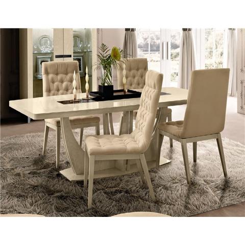 Camel Ambra Ivory Italian Small Extending Dining Table and 4 Cream Capitonne Chairs