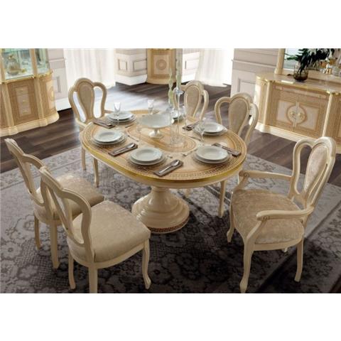 Camel Aida Day Ivory Italian Round Extending Dining Table and 4 Michelangelo Chairs