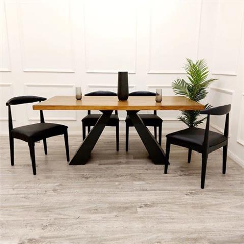 Axel 1.8 Dining Table Solid wood top with Matt Black Metal Legs & 4 Elsa Chairs