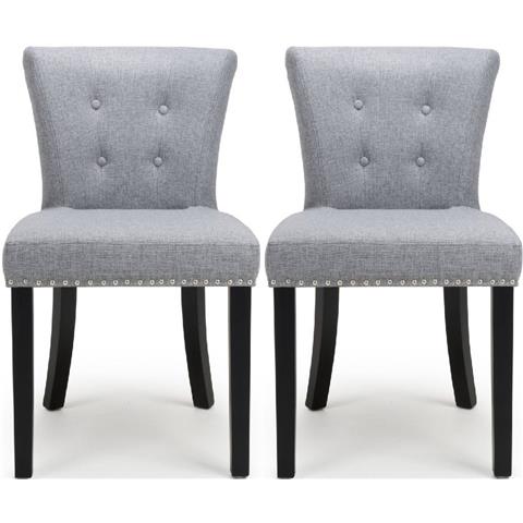 Shankar Sandringham Silver Grey Linen Fabric Accent Dining Chair (Pair)