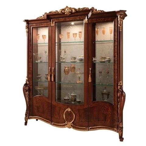 Arredo Classic Donatello Brown Italian 3 Glass Door Display Cabinet