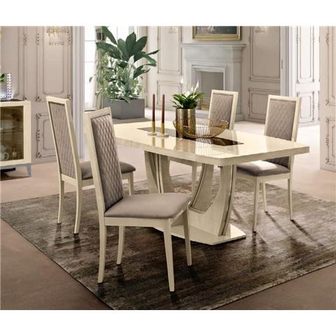 Camel Ambra Ivory Italian Large Extending Dining Table and 6 Brown Rombi Chairs