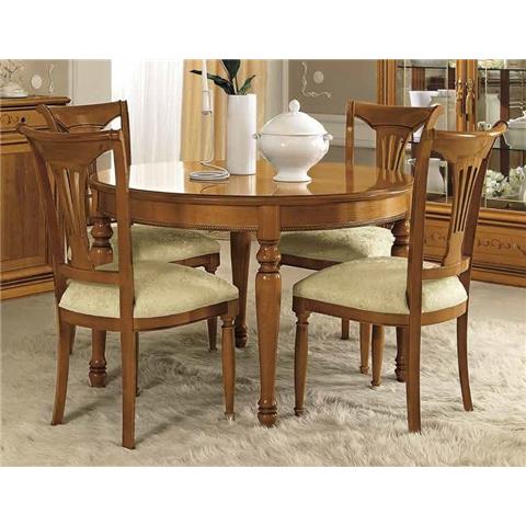 Camel Siena Day Cherry Italian Round Extending Dining Table and 4 Chairs