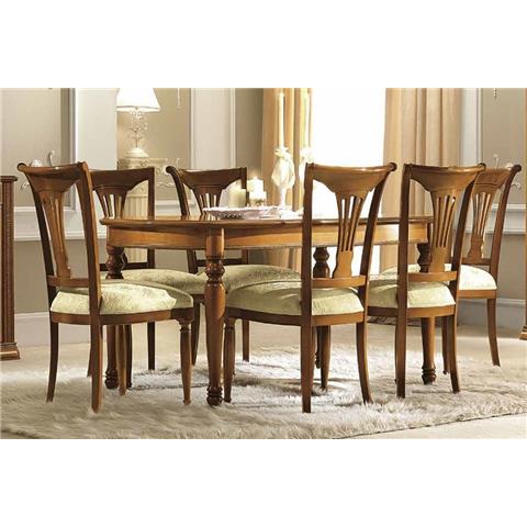 Camel Siena Day Cherry Italian Oval Extending Dining Table and 6 Chairs