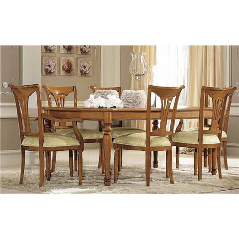 Camel Siena Day Cherry Italian Extending Dining Table with 4 Chairs and 2 Armchair