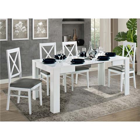 Idea White & Grey Highgloss EXT Dining Table & 4 Chairs