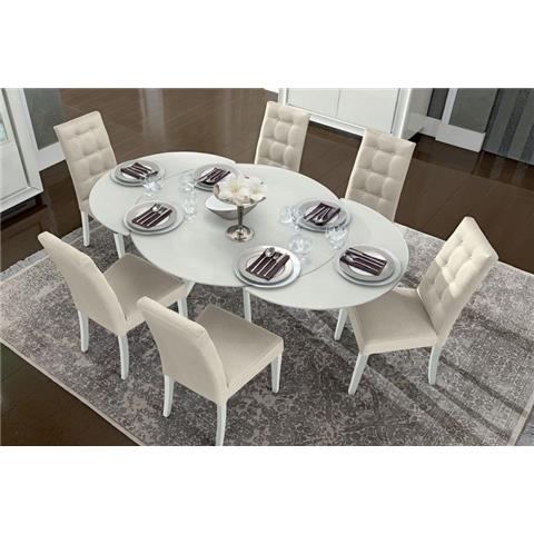 Camel Dama White Italian Round Extending Dining Table and 4 Chairs