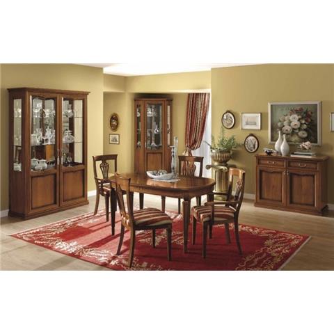 Camel Nostalgia Day Walnut Italian Large Oval Extending Dining Table with 2 Chairs and 2 Armchair