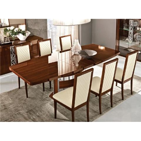 Camel Roma Day Walnut Italian Butterfly Extending Dining Table and 6 Rombi Ecoleather Chairs
