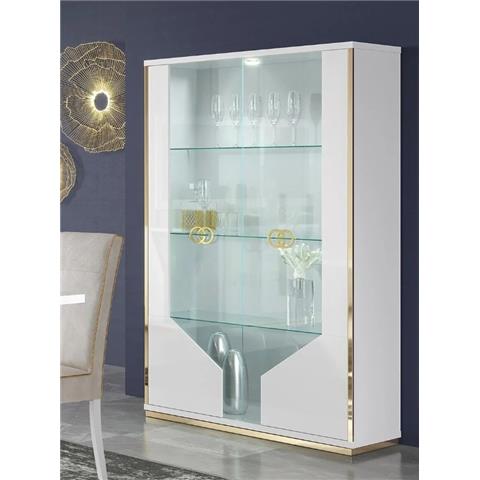 H2O Design Vogue White Italian 2 Door Display Cabinet