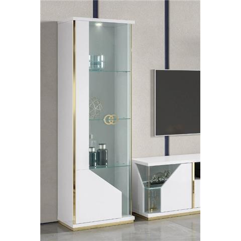 H2O Design Vogue White Italian 1 Door Display Cabinet