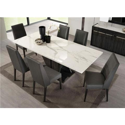 H2O Design Christine Grey Italian Rectangular Extending Dining Table with 6 Dining Chairs