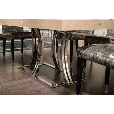 1.8m AURORA STEEL - Rectangular Marble Dining Table - 8196