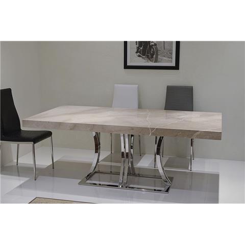 1.8m AURORA STEEL - Rectangular Marble Dining Table - 8196