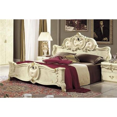 Camel Barocco Ivory Italian Leather Bed Queen Size 154CM