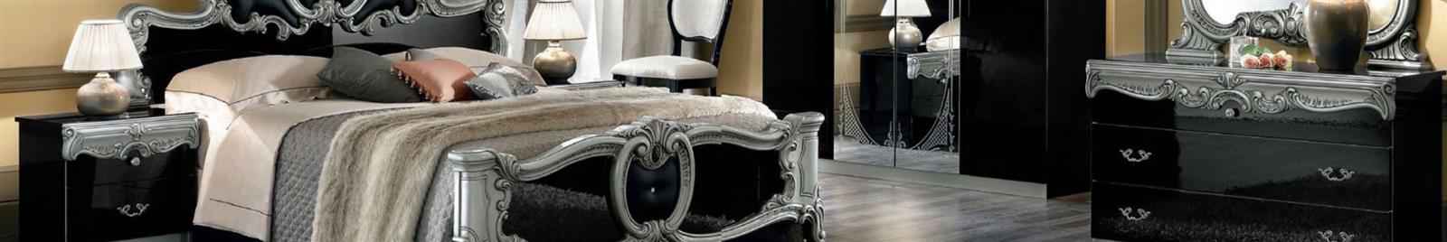 Barocco Black Silver Range Italian Bedroom Furniture