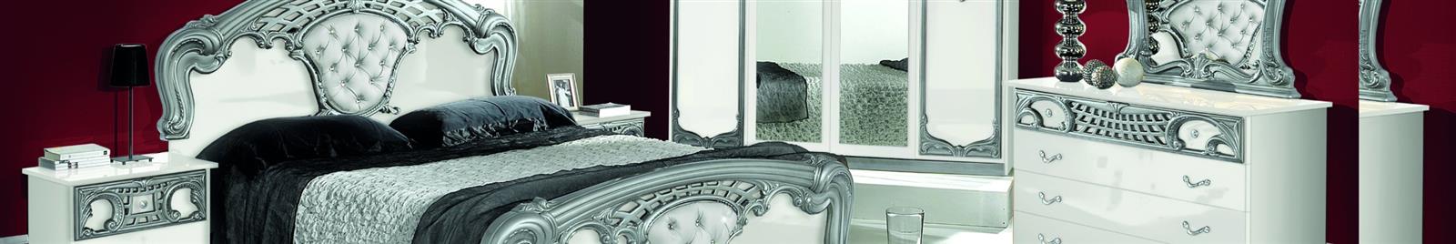 Sibilla White & Silver - Classic Italian Bedroom Furniture