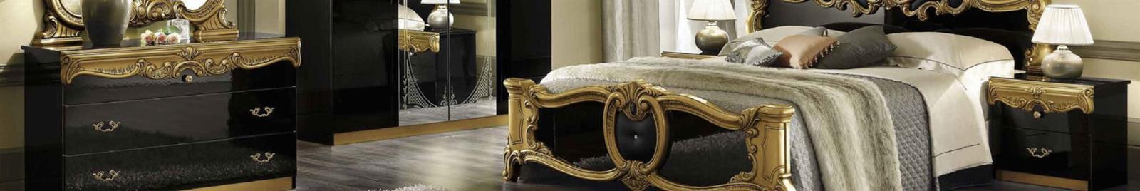 Barocco Black & Gold Range - Italian Bedroom Furniture