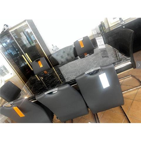 Arial Black Marble 1.8mtr Dining Table & 6 Toledo Dining Chairs