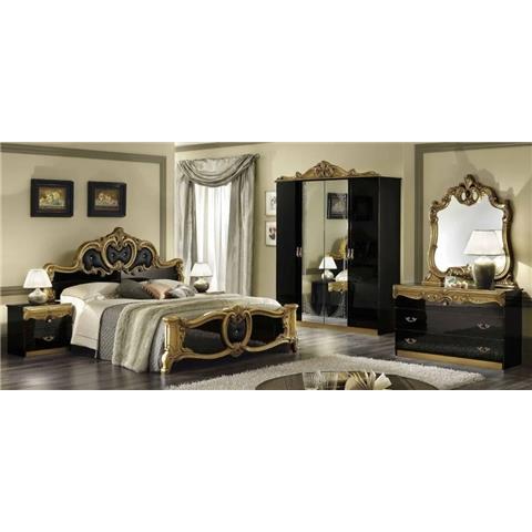 Camel Barocco Black and Gold Italian Bedroom Set with Queen Size Bed