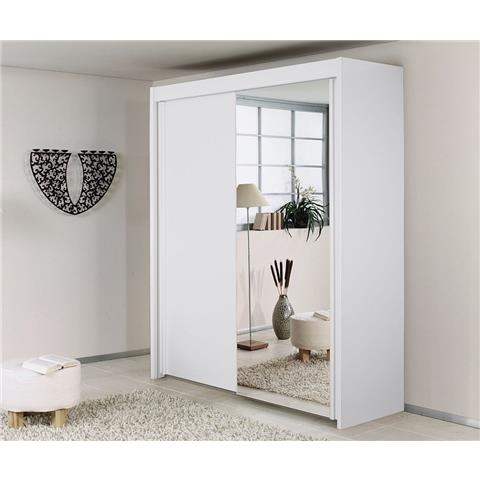 Rauch Imperial 2 Door Mirror Sliding Wardrobe in White - W 151cm