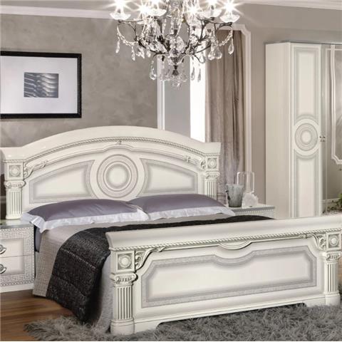 Camel Aida White and Silver Queen Size Italian Bed 154CM