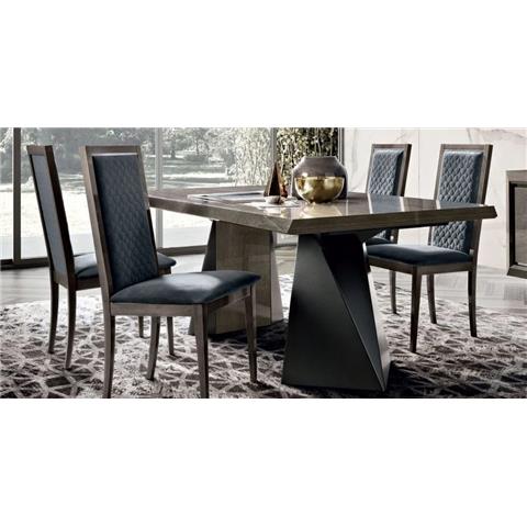 Camel Elite Day Silver Birch Italian Net Extending Dining Table 160cm and Rombi Blue Velvet Dining Chairs