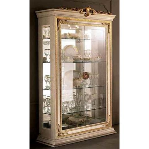 Arredoclassic Leonardo Golden Italian 2 Glass Door Display Cabinet