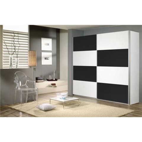Rauch Quadra 2 Door Sliding Wardrobe in White and Metallic Grey - W 226cm