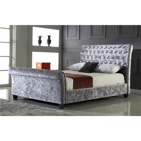 Serenity Crushed Velvet Double Bed Silver