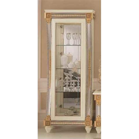 Arredoclassic Liberty Ivory with Gold Italian 1 Glass Door Display Cabinet
