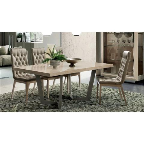 Camel Elite Day Sand Birch Italian Net Extending Dining Table and Capitonne Dining Chairs