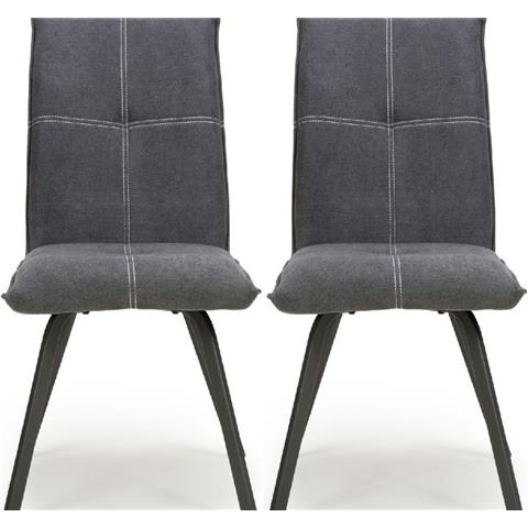 Shankar Ariel Dark Grey Linen Fabric Dining Chair (Pair)