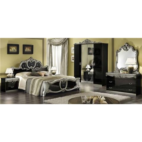 Camel Barocco Black and Silver Italian Bedroom Set with Queen Size Bed