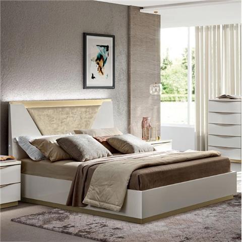 Camel Kharma Night White Italian Bed with Cushion Headboard