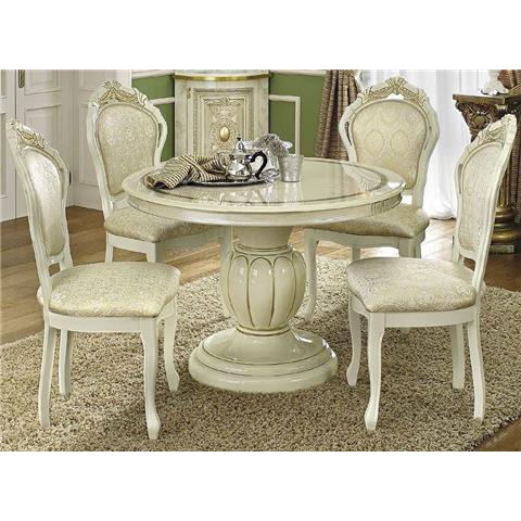 Camel Leonardo Italian Round Extending Dining Table and 4 Chairs
