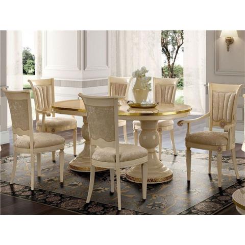 Camel Aida Day Ivory Italian Oval Extending Dining Table with 4 Chairs and 2 Armchair