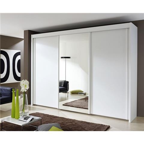 Rauch Imperial 3 Door Mirror Sliding Wardrobe in White - W 300cm