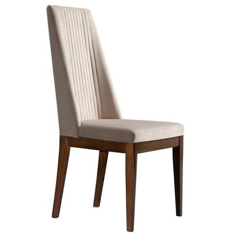 Status Eva Day Walnut Brown Italian Beige Velvet Fabric Dining Chair (Sold in Pairs)