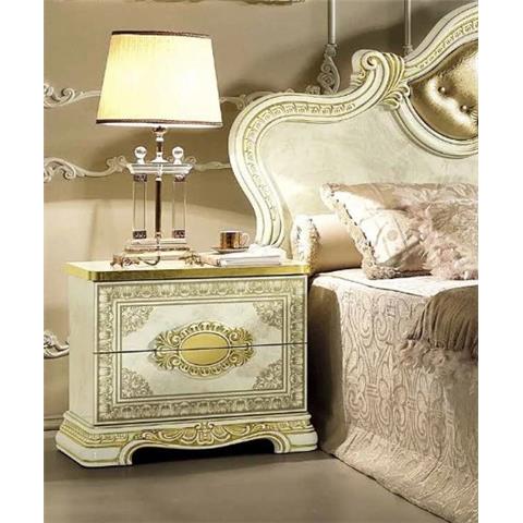 Camel Leonardo Night Italian Ivory High Gloss and Gold Bedside Cabinet