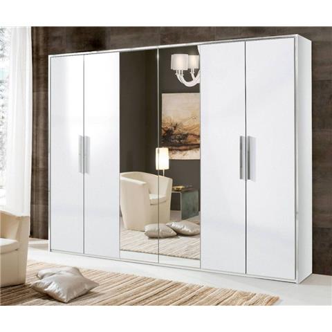 H2O Design San Marino White Italian 6 Door Wardrobe