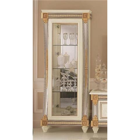 Arredo Classic Liberty Ivory with Gold Italian 1 Glass Door Display Cabinet