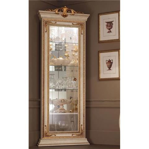 Arredo Classic Leonardo Golden Italian 1 Glass Door Corner Display Cabinet