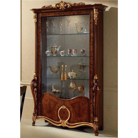 Arredo Classic Donatello Brown Italian 2 Glass Door Display Cabinet