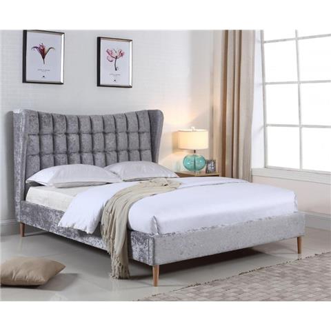 Mahala Crushed Velvet Double Bed Silver