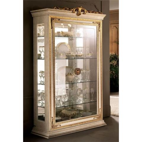 Arredo Classic Leonardo Golden Italian 2 Glass Door Display Cabinet