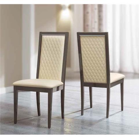 Camel Platinum Day Rombi Ivory Ecoleather Upholstered Italian Dining Chair with Padded Back